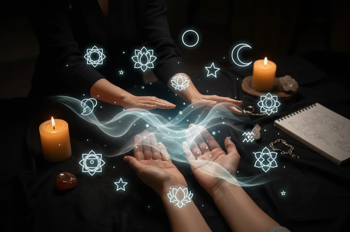 Magnétiseur expert lors d'une séance de magnétisme à distance